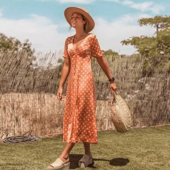 Zara Polka Dot Dress in Salmon Blogger’s Favorite - S - Picture 6 of 7